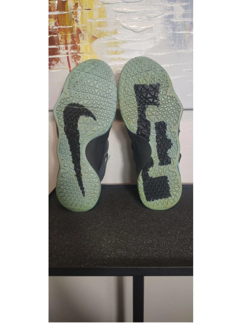 Nike LeBron Soldier 11 Shoes Youth Size 7Y Gray Mint Strap Basketball Sneakers